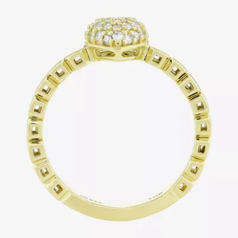 (H-I / Si1) Womens 1/5 CT. Lab Grown White Diamond 14K Gold Over Silver Heart Cocktail Ring