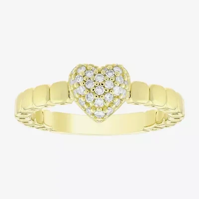 (H-I / Si1) Womens 1/5 CT. Lab Grown White Diamond 14K Gold Over Silver Heart Cocktail Ring