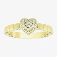 (H-I / Si1) Womens 1/5 CT. Lab Grown White Diamond 14K Gold Over Silver Heart Cocktail Ring