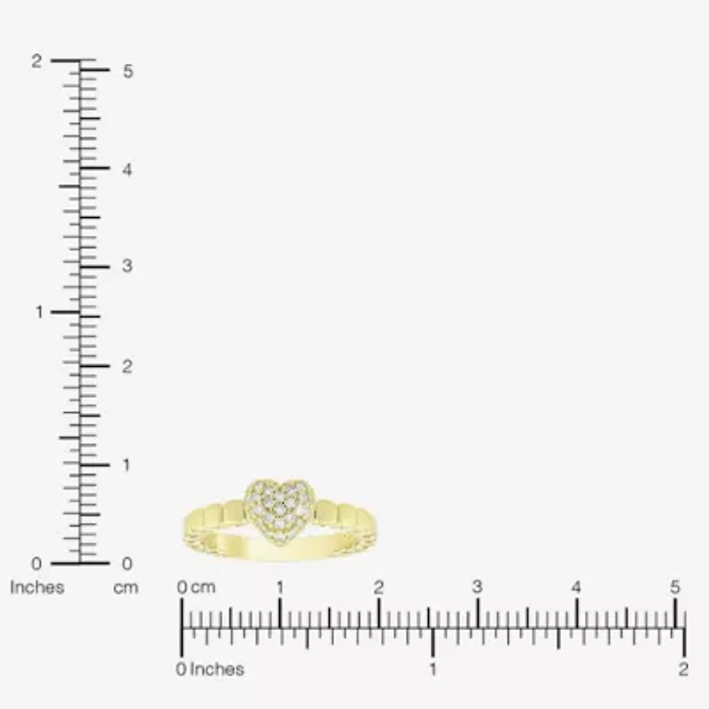 (H-I / Si1) Womens 1/5 CT. Lab Grown White Diamond 14K Gold Over Silver Heart Cocktail Ring