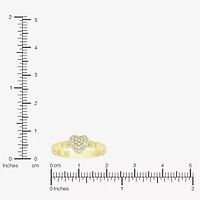 (H-I / Si1) Womens 1/5 CT. Lab Grown White Diamond 14K Gold Over Silver Heart Cocktail Ring