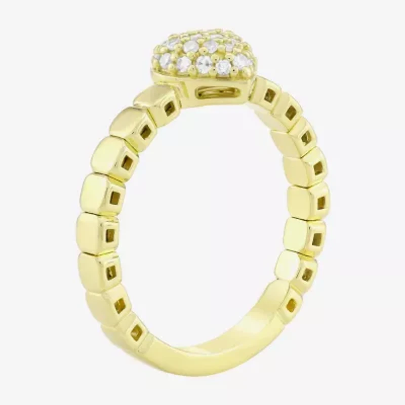 (H-I / Si1) Womens 1/5 CT. Lab Grown White Diamond 14K Gold Over Silver Heart Cocktail Ring