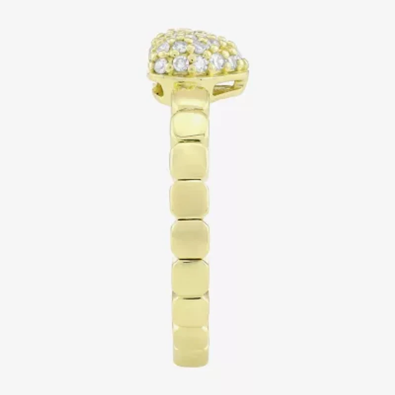 (H-I / Si1) Womens 1/5 CT. Lab Grown White Diamond 14K Gold Over Silver Heart Cocktail Ring