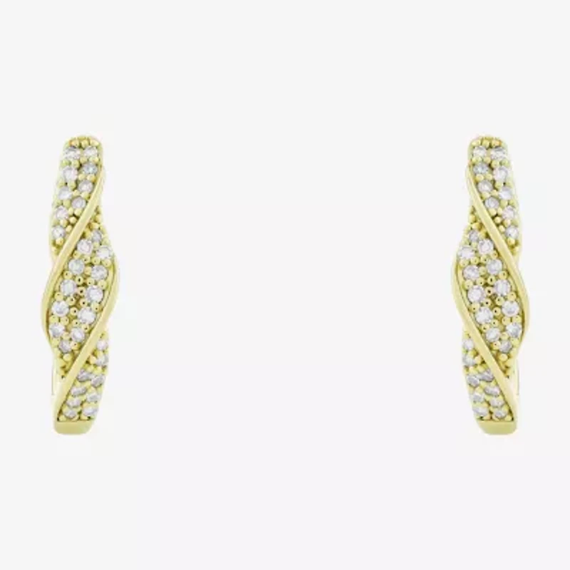 (H-I / Si1) Womens 1/3 CT. T.W. Lab Grown White Diamond 14K Gold Over Silver 20.3mm Hoop Earrings