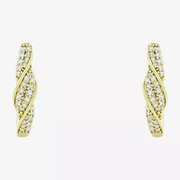 (H-I / Si1) Womens 1/3 CT. T.W. Lab Grown White Diamond 14K Gold Over Silver 20.3mm Hoop Earrings