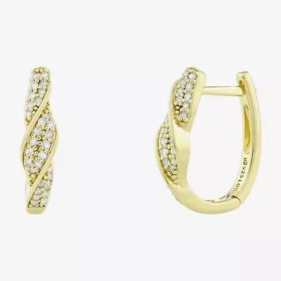 (H-I / Si1) Womens 1/3 CT. T.W. Lab Grown White Diamond 14K Gold Over Silver 20.3mm Hoop Earrings