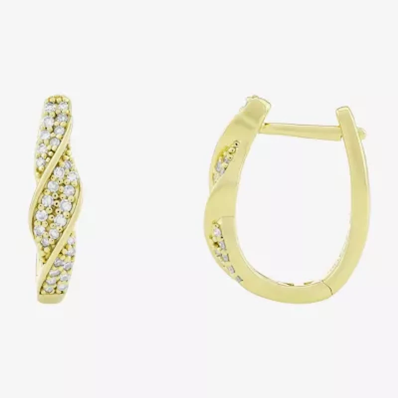 (H-I / Si1) Womens 1/3 CT. T.W. Lab Grown White Diamond 14K Gold Over Silver 20.3mm Hoop Earrings
