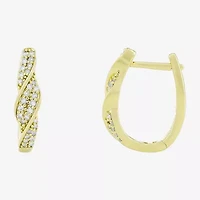(H-I / Si1) Womens 1/3 CT. T.W. Lab Grown White Diamond 14K Gold Over Silver 20.3mm Hoop Earrings