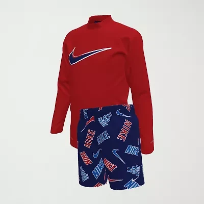 Nike Little Boys Uv Protection Logo 2-pc. Rash Guard Set