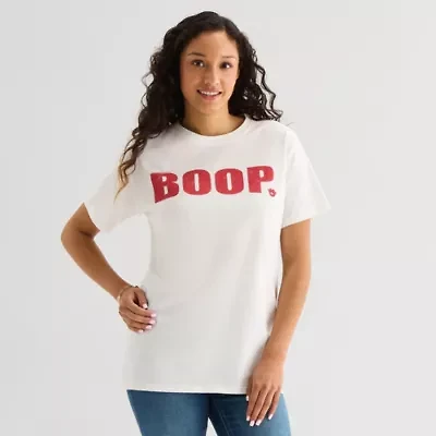 New World Womens Juniors Crew Neck Short Sleeve Regular Fit Betty Boop Graphic T-Shirt