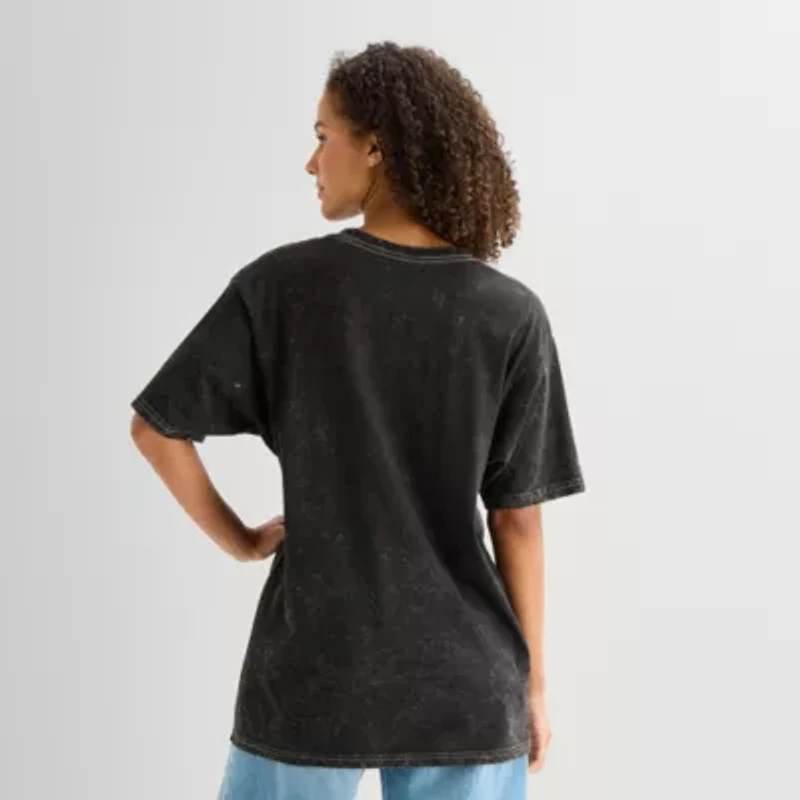 Ghostface Womens Juniors Crew Neck Short Sleeve Oversized Graphic T-Shirt