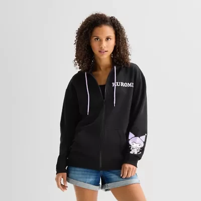 Womens Juniors Long Sleeve Hello Kitty Fleece Zipper Hoodie