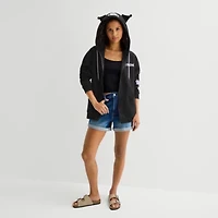 Womens Juniors Long Sleeve Hello Kitty Fleece Zipper Hoodie