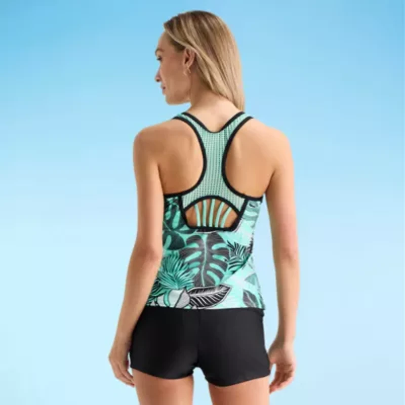 ZeroXposur Womens Built Bra Leaf Tankini Swimsuit Top