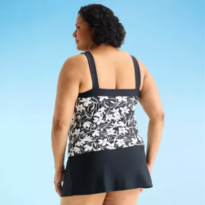 ZeroXposur Womens Comfort Straps Floral Plus Tankini Swimsuit Top