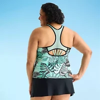 ZeroXposur Womens Built Bra Leaf Plus Tankini Swimsuit Top