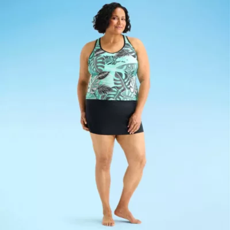 ZeroXposur Womens Built Bra Leaf Plus Tankini Swimsuit Top