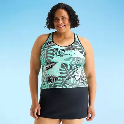 ZeroXposur Womens Built Bra Leaf Plus Tankini Swimsuit Top