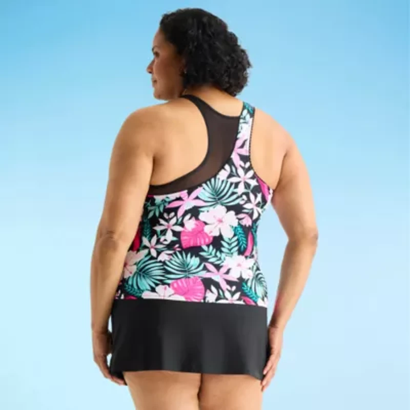 ZeroXposur Womens Built Bra Floral Plus Tankini Swimsuit Top