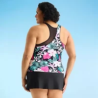 ZeroXposur Womens Built Bra Floral Plus Tankini Swimsuit Top