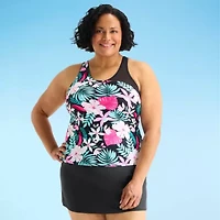 ZeroXposur Womens Built Bra Floral Plus Tankini Swimsuit Top