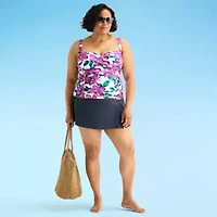 Liz Claiborne Womens Tropical Floral Plus Tankini Swimsuit Top