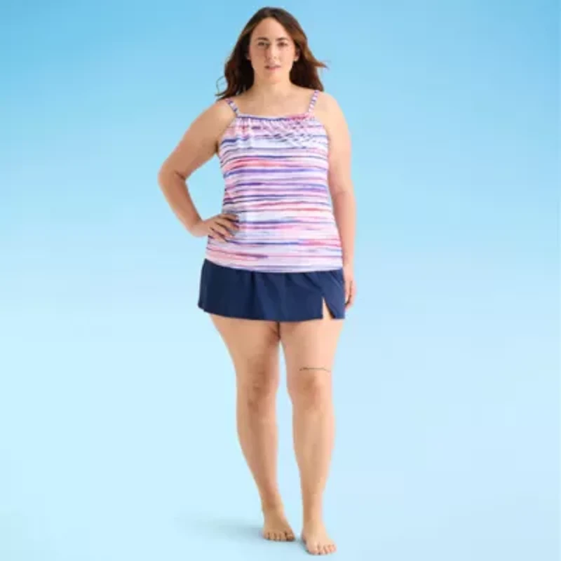 Sonnet Shores Womens Striped Plus Tankini Swimsuit Top
