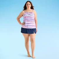 Sonnet Shores Womens Striped Plus Tankini Swimsuit Top