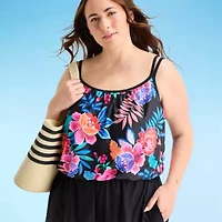 Sonnet Shores Womens Floral Plus Swim Romper