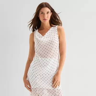 a.n.a Sheer Womens Draped Neck Sleeveless Tank Top