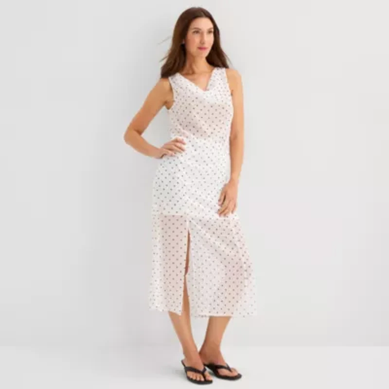 a.n.a Sheer Womens Draped Neck Sleeveless Tank Top