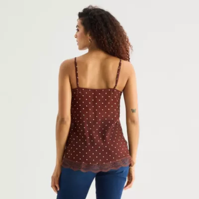 a.n.a Sheer Womens Sweetheart Neck Sleeveless Lace Trim Camisole