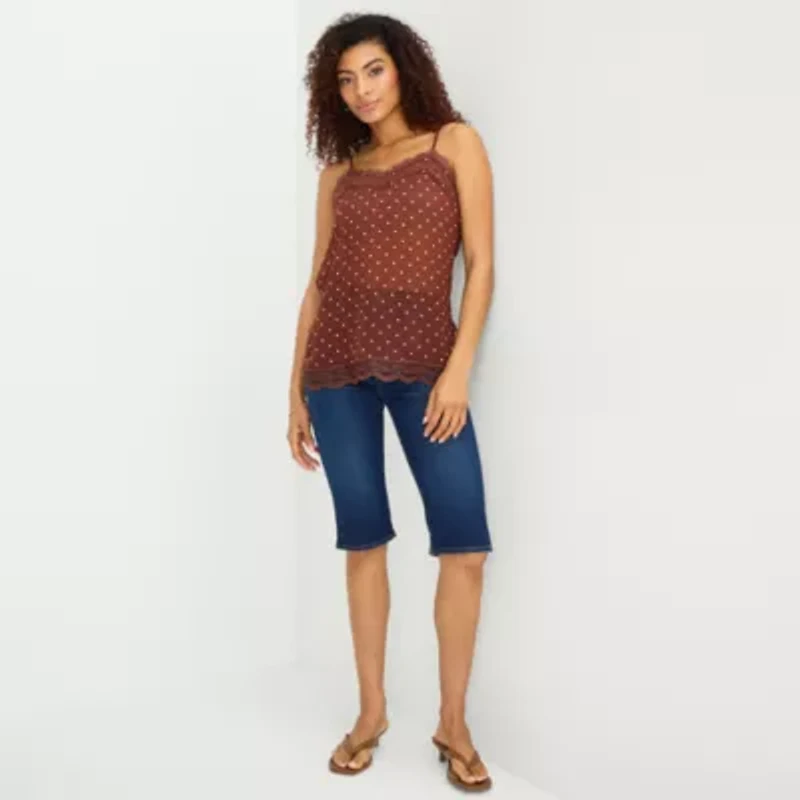 a.n.a Sheer Womens Sweetheart Neck Sleeveless Lace Trim Camisole