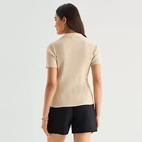 a.n.a Womens Short Sleeve Polo Sweater