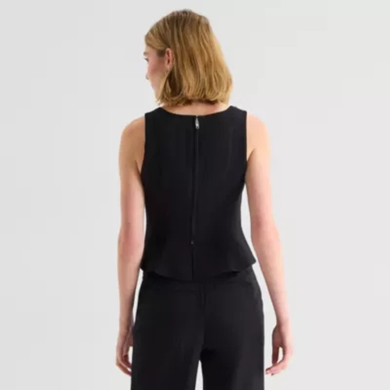 a.n.a Womens Straight Neck Sleeveless Peplum Top