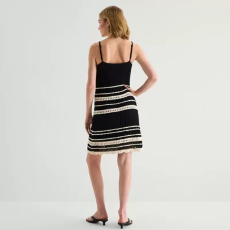a.n.a Womens Sleeveless Striped Sweater Dress