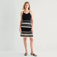 a.n.a Womens Sleeveless Striped Sweater Dress