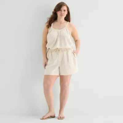 a.n.a Womens Plus Pull-On Short