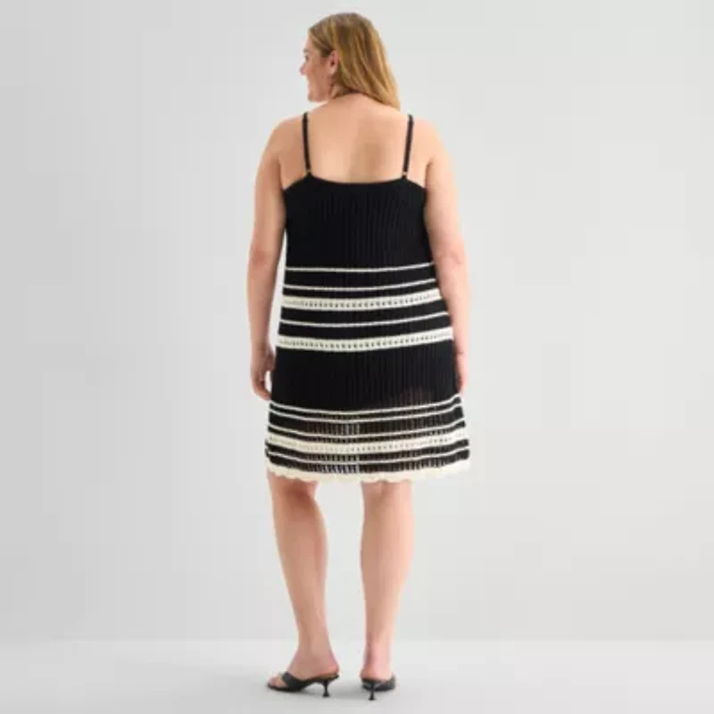 a.n.a Womens Plus Sleeveless Striped Sweater Dress