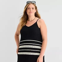 a.n.a Womens Plus Sleeveless Striped Sweater Dress