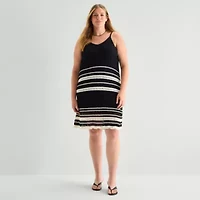 a.n.a Womens Plus Sleeveless Striped Sweater Dress