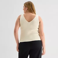 a.n.a Plus Womens V Neck Sleeveless Pullover Sweater