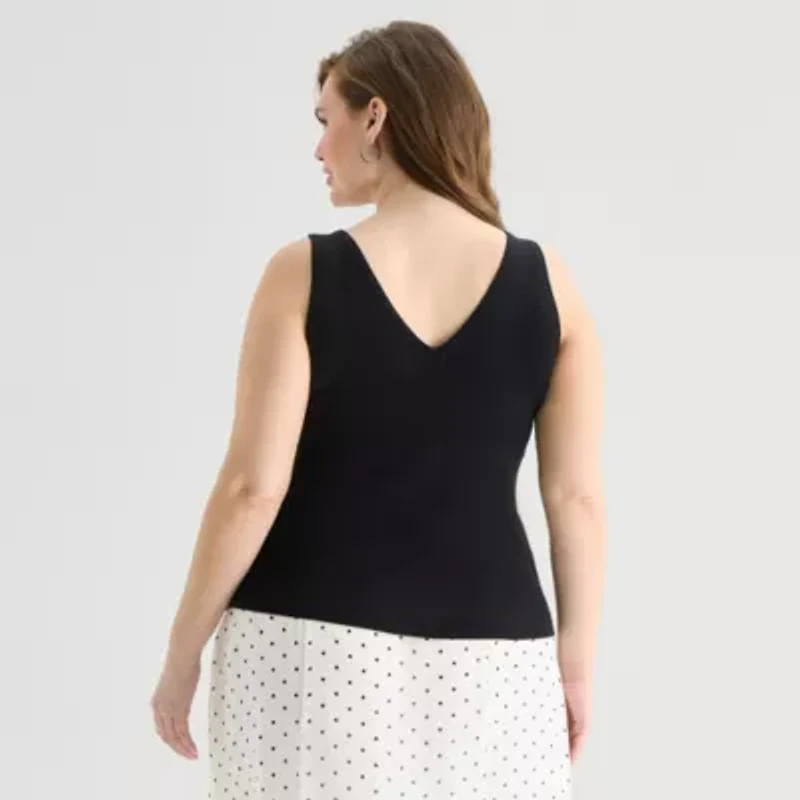 a.n.a Plus Womens V Neck Sleeveless Pullover Sweater