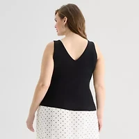 a.n.a Plus Womens V Neck Sleeveless Pullover Sweater
