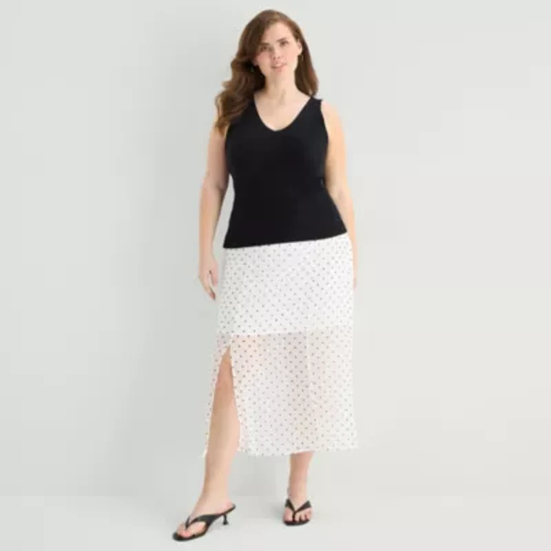 a.n.a Plus Womens V Neck Sleeveless Pullover Sweater