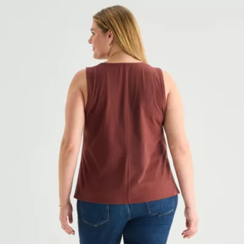 a.n.a Womens Plus Round Neck Sleeveless Tank Top