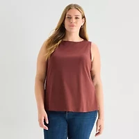 a.n.a Womens Plus Round Neck Sleeveless Tank Top
