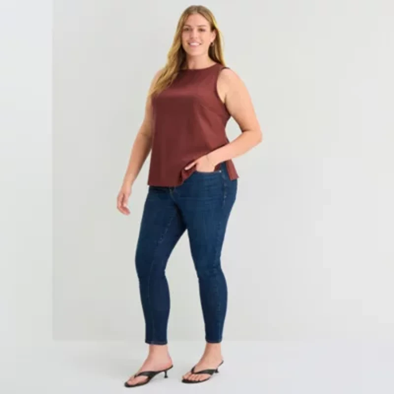 a.n.a Womens Plus Round Neck Sleeveless Tank Top