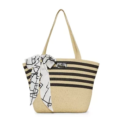 London Fog Straw Tote Bag