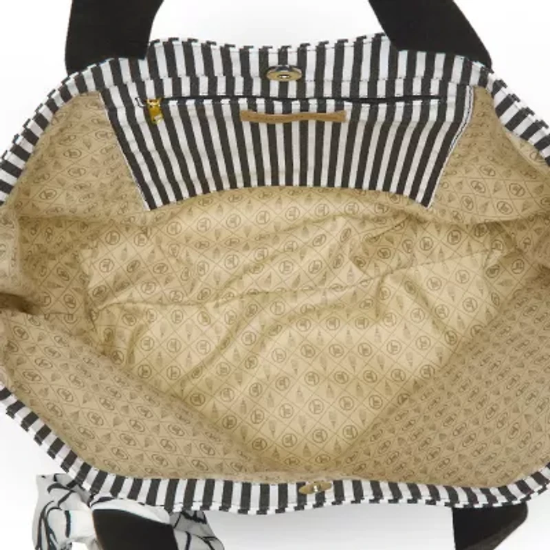 London Fog Canvas Straw Tote Bag